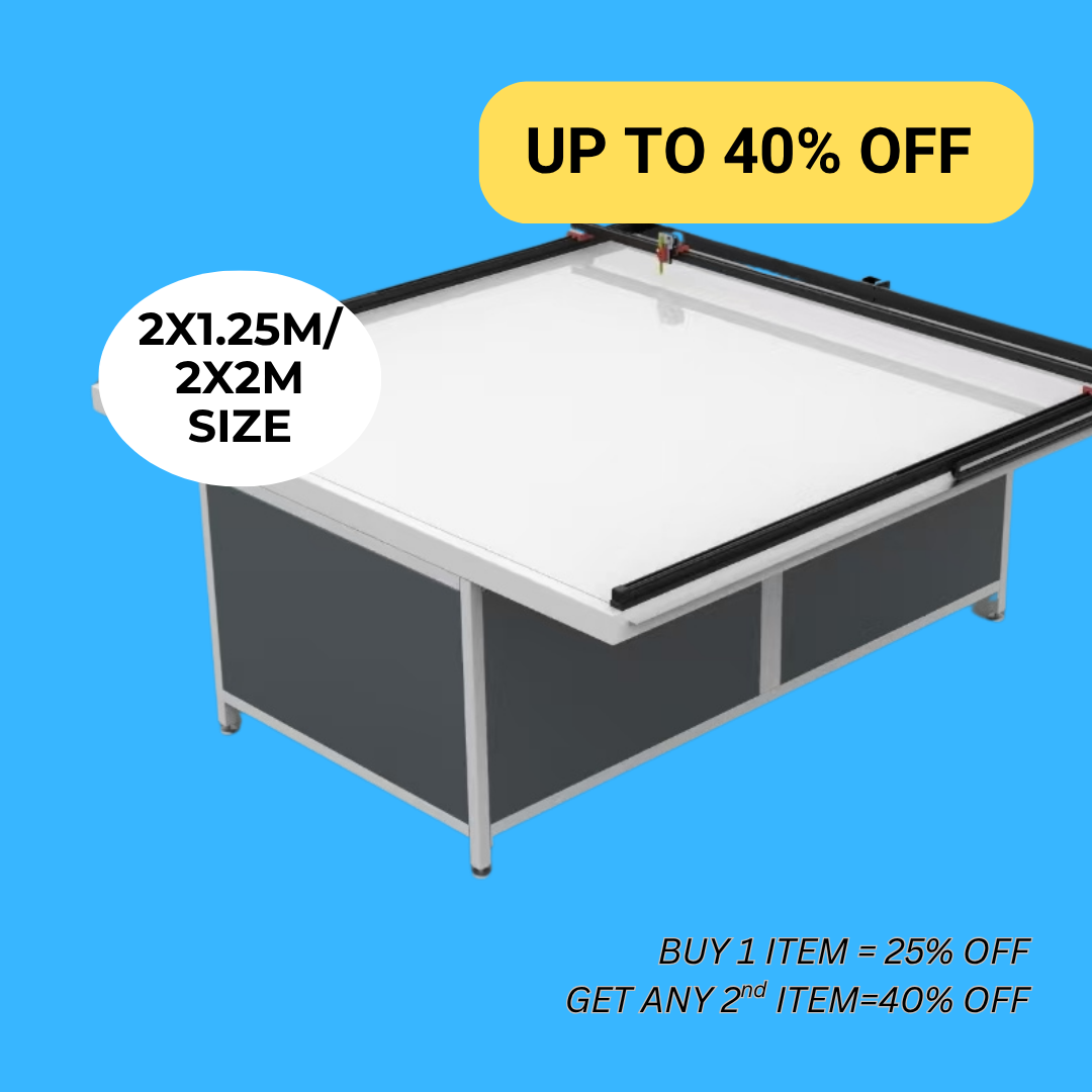 UUNA TEK 3.0 (2x1.25M / 2x2M) Pen Plotter Industriale Preassemblato e Tavolo da Disegno Robusto per Planimetrie Architettoniche, Disegno CAD e Prototipazione di Fustelle per Imballaggi (WiFi e Scheda SD)